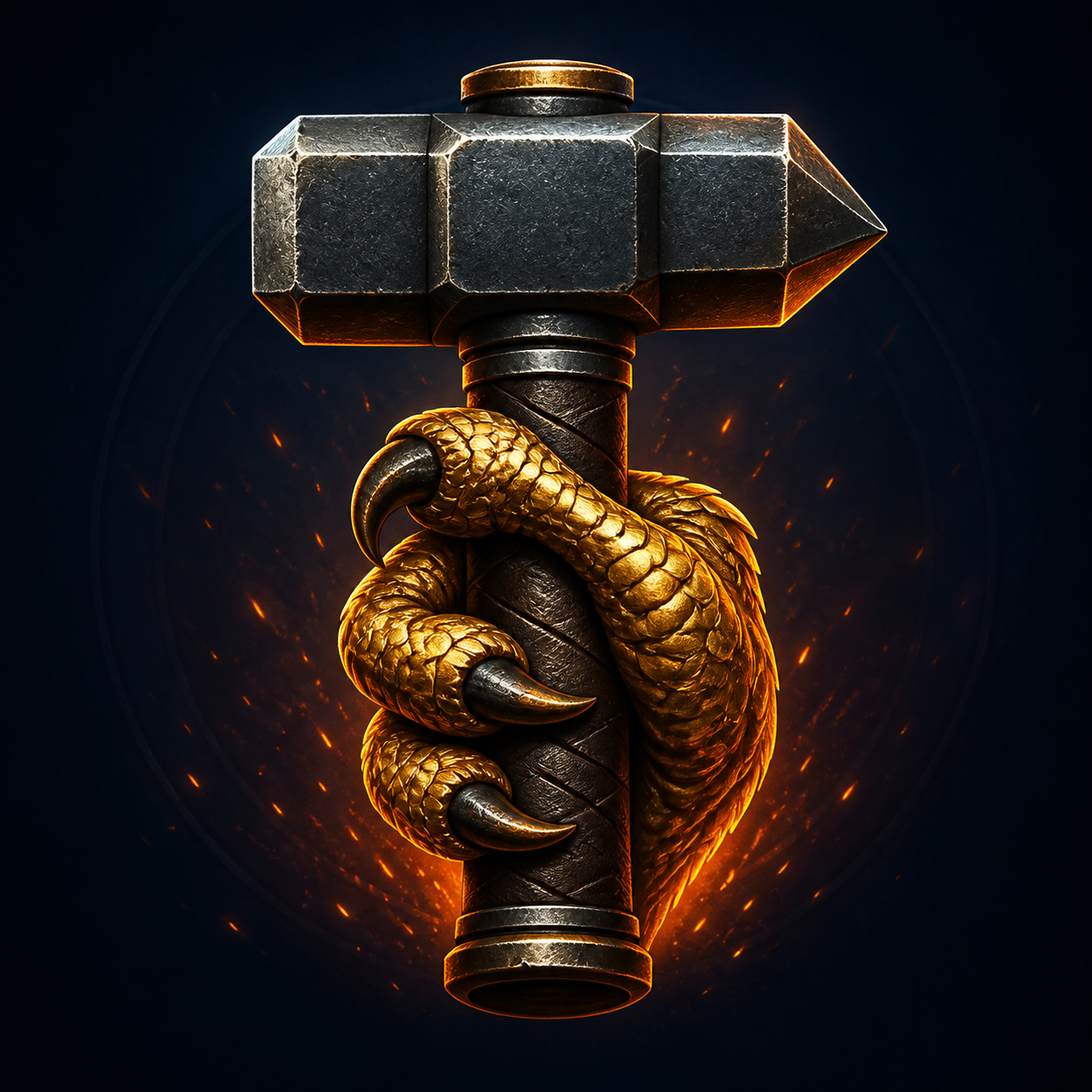 Gryphon claw holding a hammer